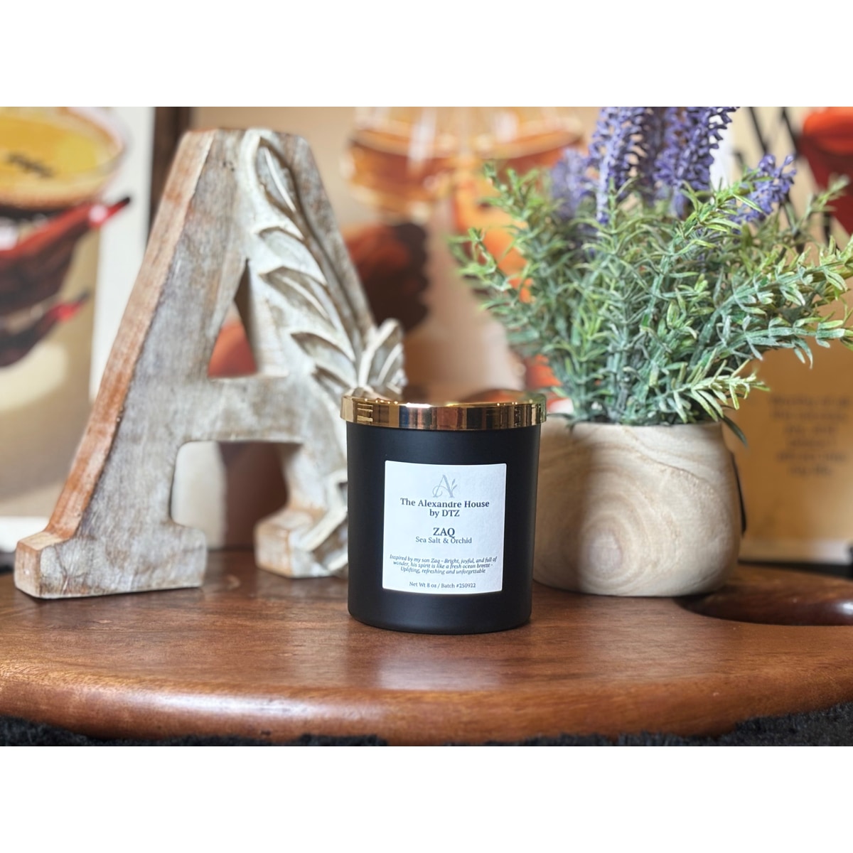 ZAQ | Sea Salt & Orchid Signature Candle (8 oz)A fresh, coastal luxury candle with a crackling wood wick