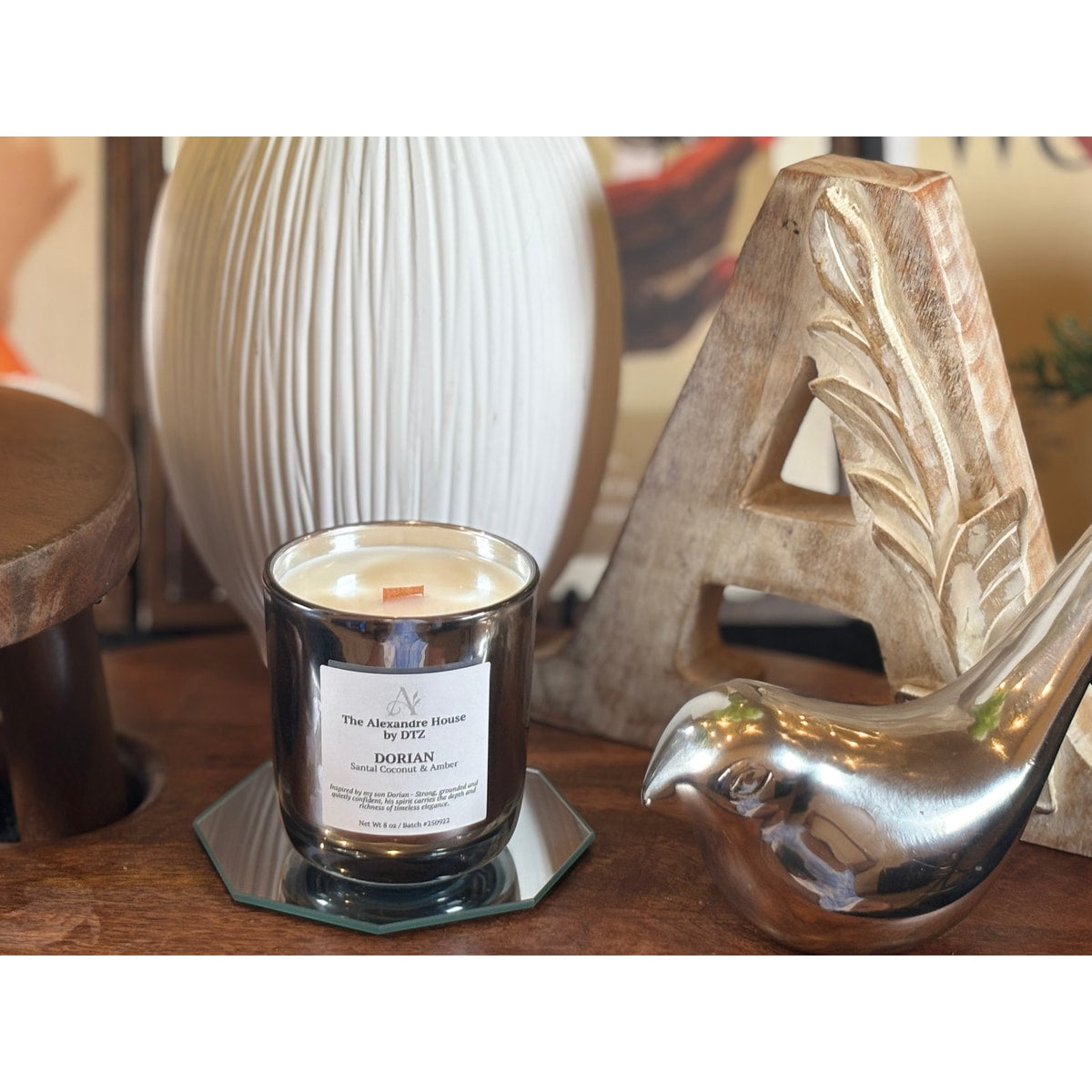 DORIAN | Santal Coconut Signature Candle (8 oz)A bold, clean luxury candle in a crackling wood wick