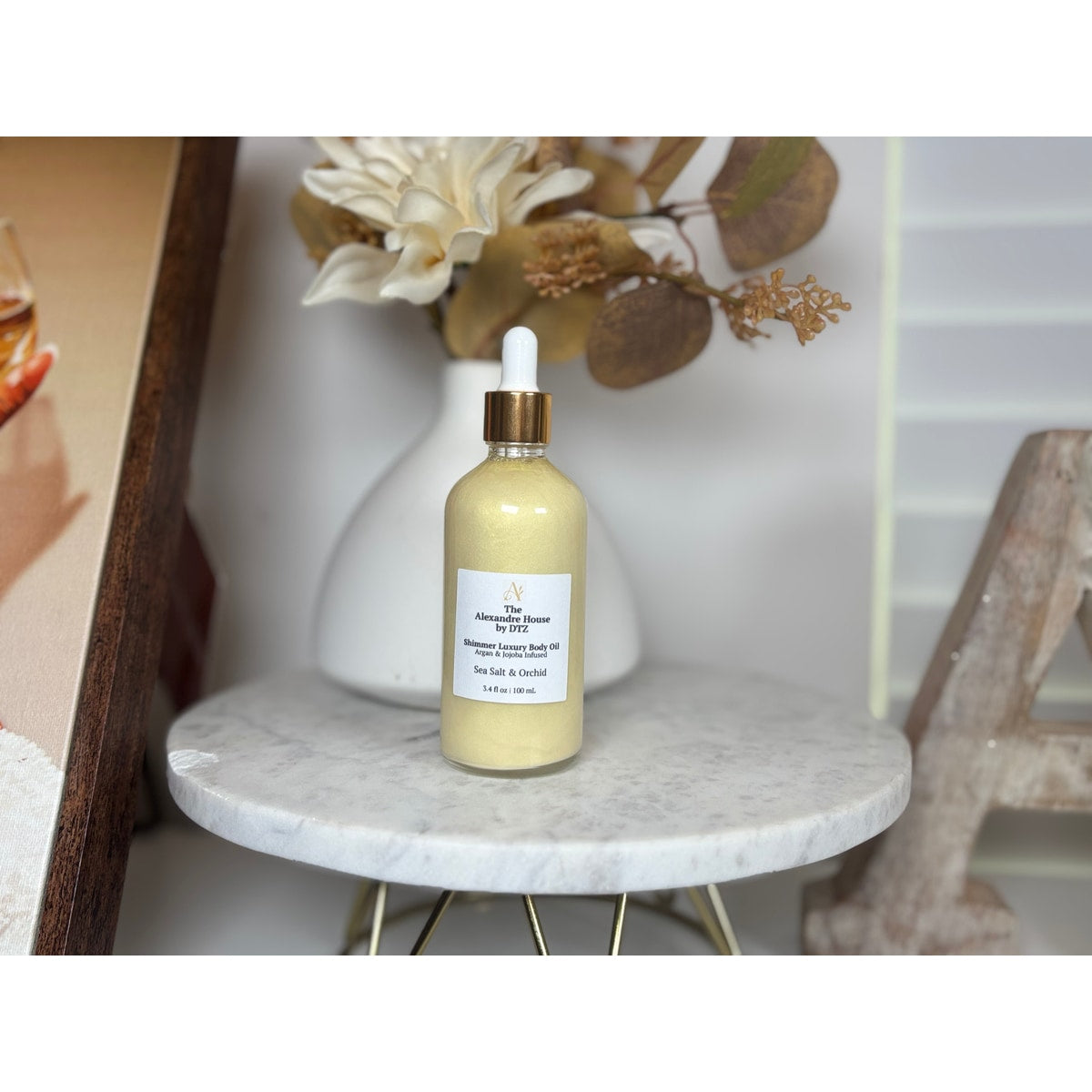 Zaq| Sea Salt & Orchid Luxury Body Oil (3.4 oz) - Lightweight luxury oil, Shimmer or non- Shimmer