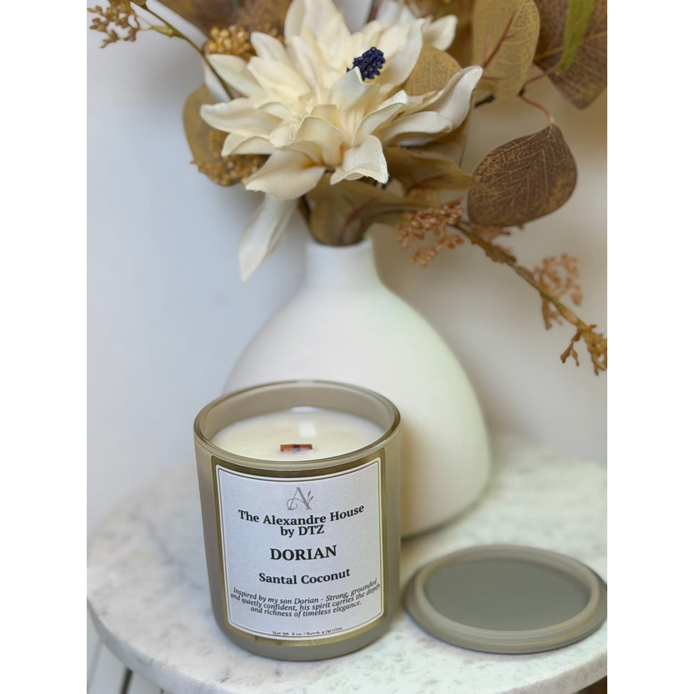 DORIAN | Santal Coconut Signature Candle (8 oz)A bold, clean luxury candle in a crackling wood wick