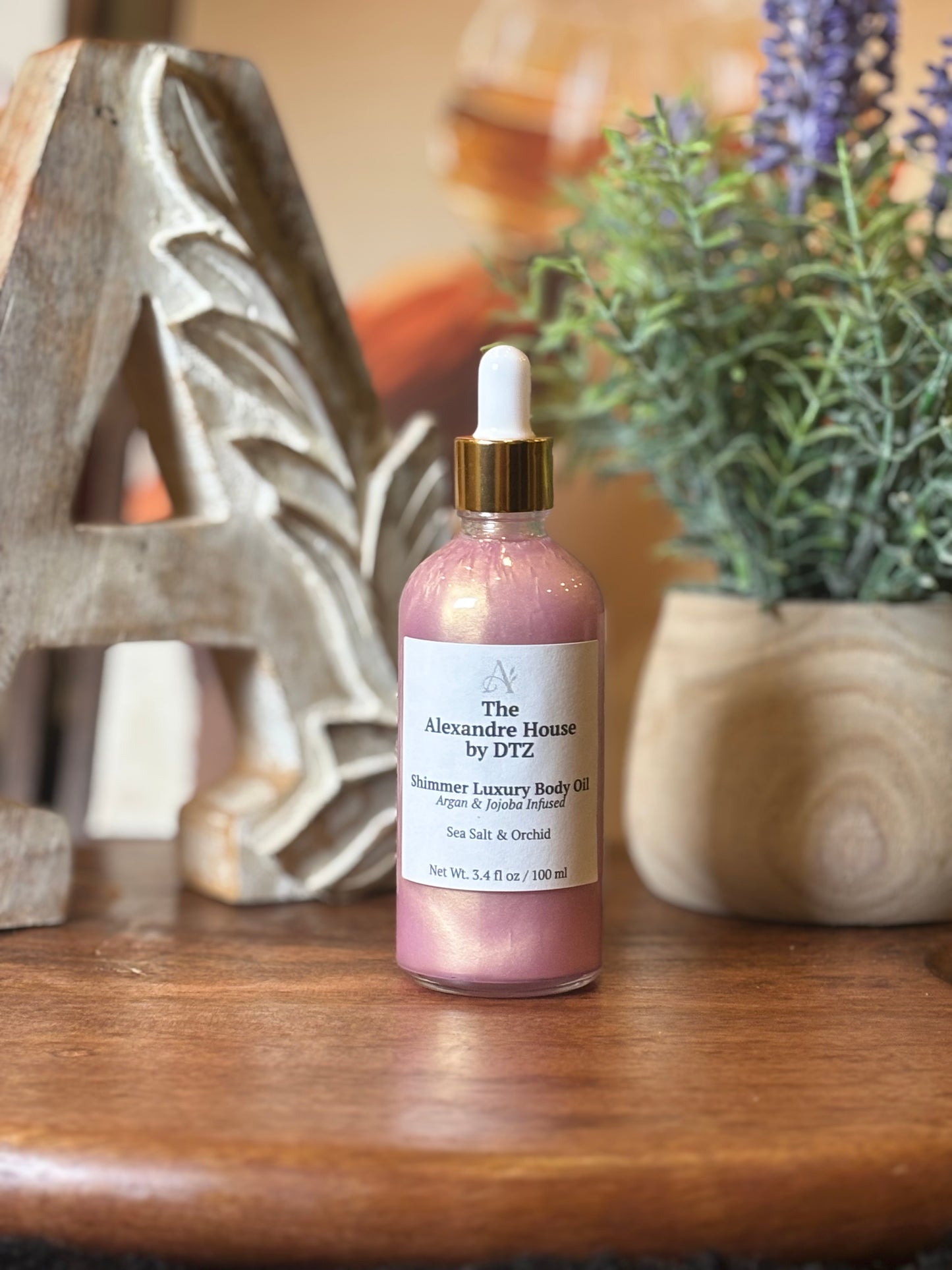 Zaq| Sea Salt & Orchid  Body Oil (3.4 oz) - Lightweight luxury oil, Shimmer or non- Shimmer