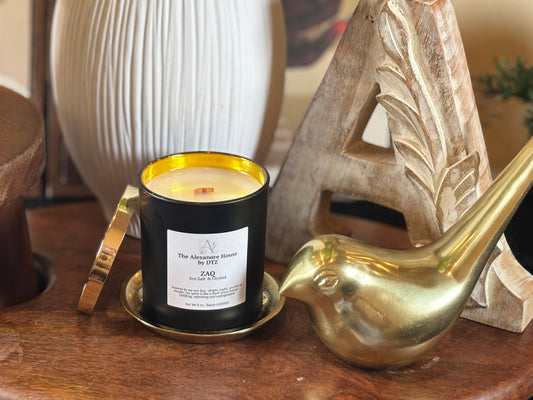 ZAQ | Sea Salt & Orchid Signature Candle (8 oz)A fresh, coastal luxury candle with a crackling wood wick