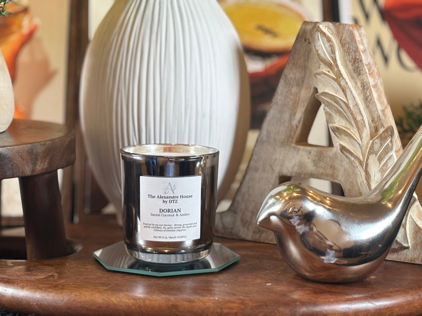 DORIAN | Santal Coconut & Amber Signature Candle (8 oz)A bold, clean luxury candle in a crackling wood wick