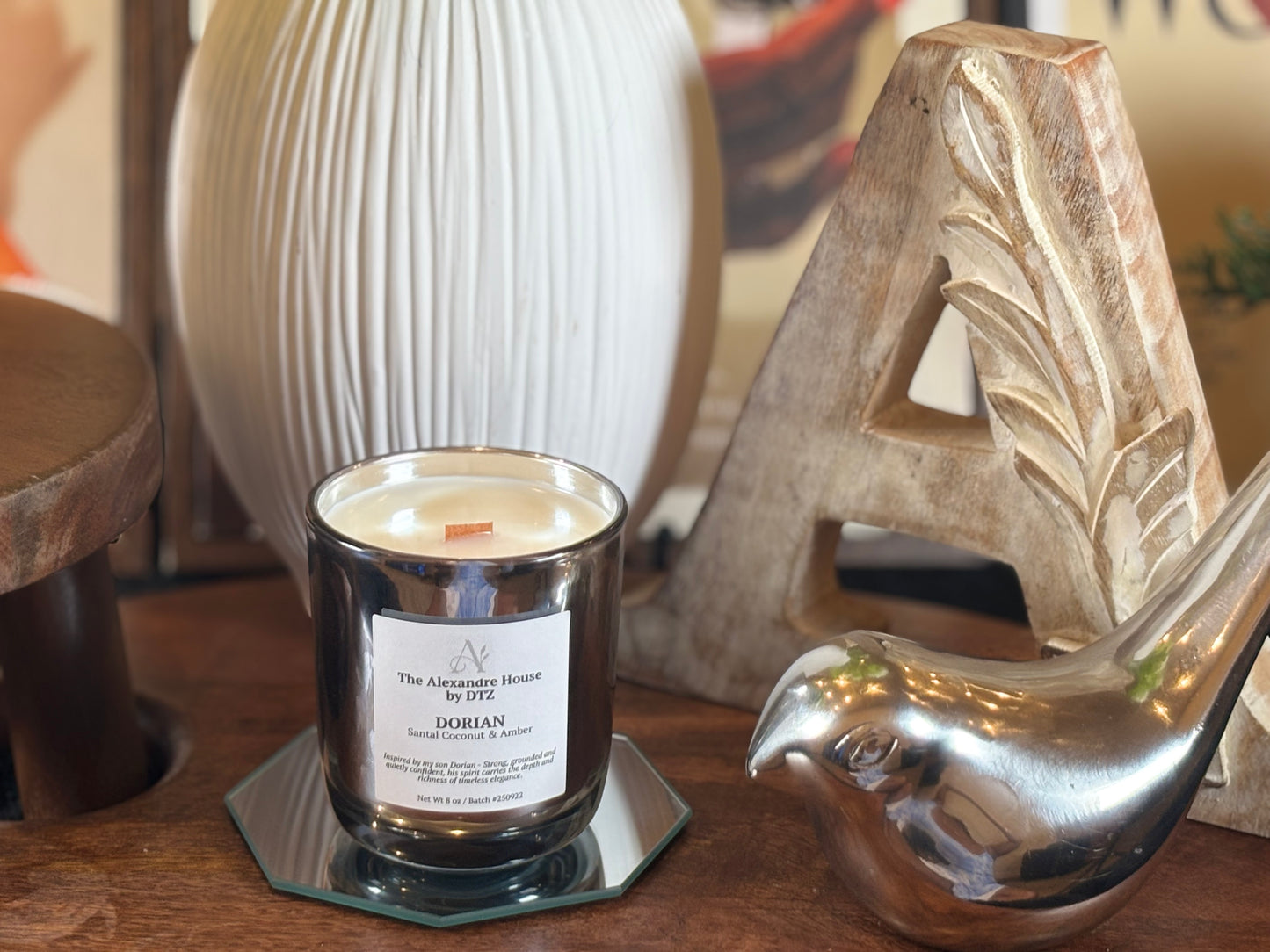 DORIAN | Santal Coconut & Amber Signature Candle (8 oz)A bold, clean luxury candle in a crackling wood wick