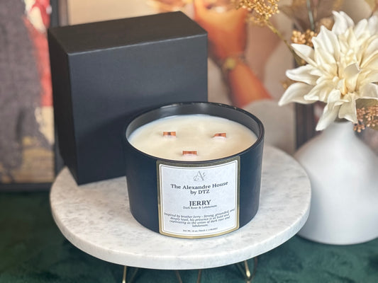 Jerry | Dark Rose & Labdanum 18 oz Signature Candle - Luxe Box Included