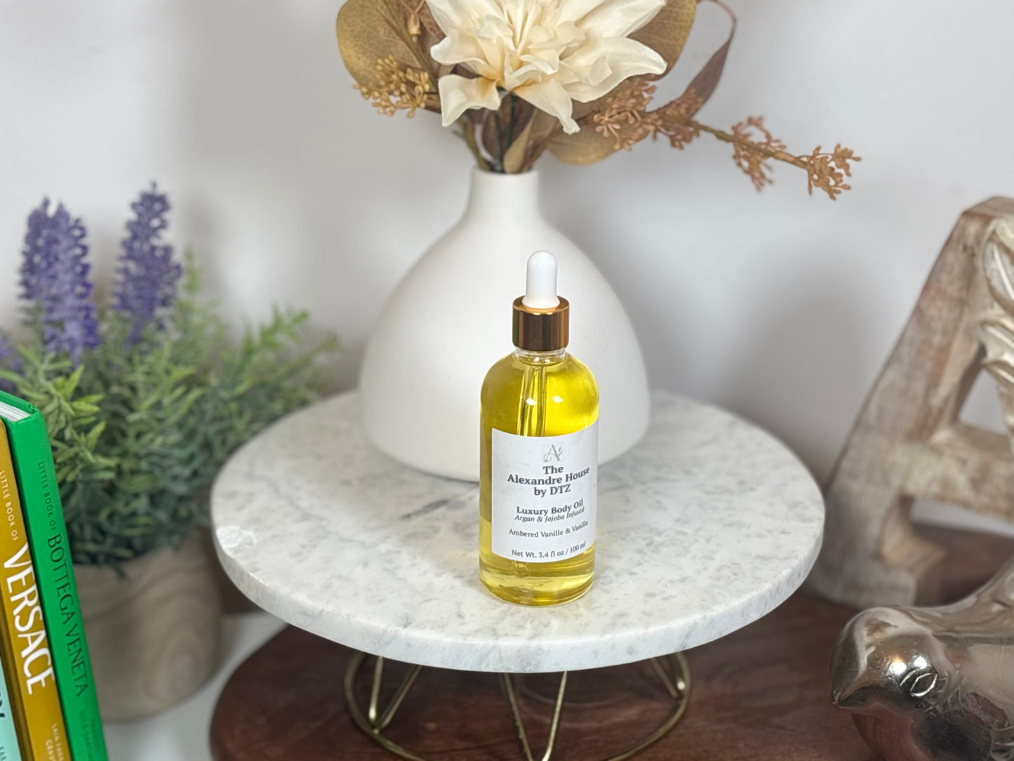 Dorian | Santal Coconut Body Oil (3.4 oz ) lightweight luxury oil, available in shimmer or non shimmer