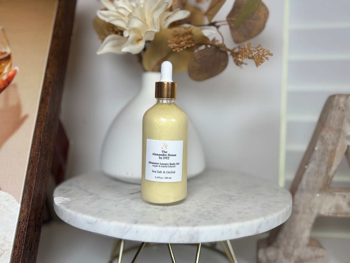Zaq| Sea Salt & Orchid Luxury Body Oil (3.4 oz) - Lightweight luxury oil, Shimmer or non- Shimmer